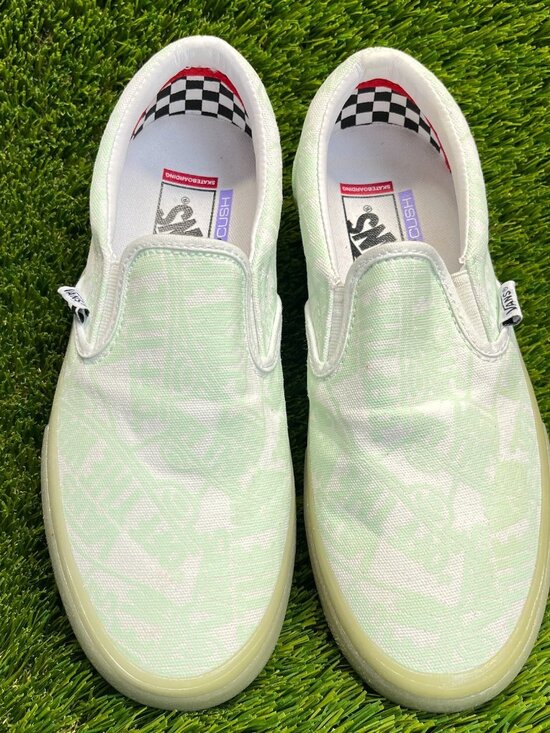 Vans Classic Slip-On Womens Size 6.5 Green Athletic Walking Skate Shoes Sneakers - Picture 5 of 10